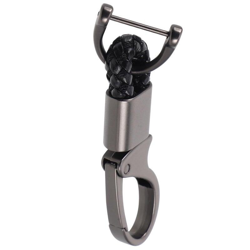 Zinc Alloy Car Key Holder with Anti Lost D Ring Mens Black Keychain for Everyday Security - Image 2