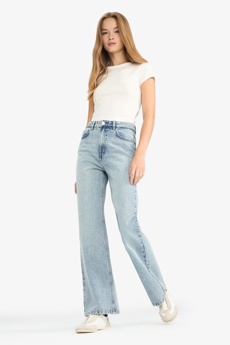 DeFacto Blue Woman Regular Hem Jean Trousers Casual - Image 3