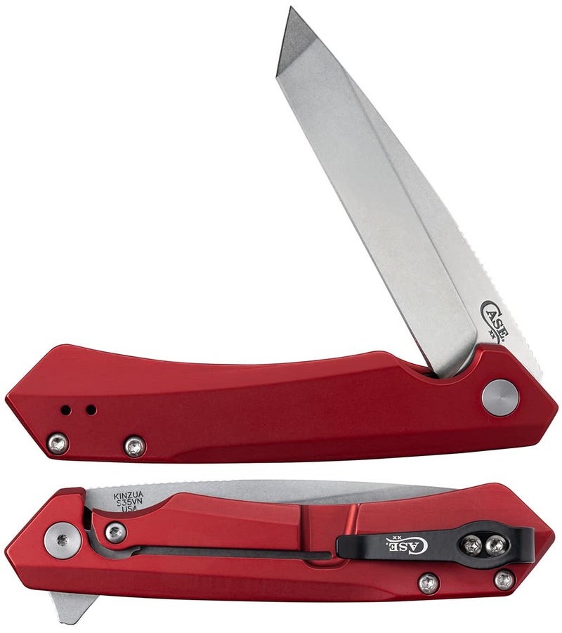 Case XX WR Pocket Knife Kinzua EDC S35VN Tanto Blade Red Anodized Aluminum Handle WClip 64664 KINZUA 4 34 Inches Closed