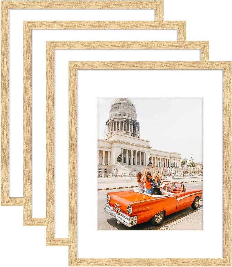ATOBART 11x14 Picture Frame Set of 4,8x10 with Mat or 11x14 Without Mat with Perspex Glass Vertical or Horizontal Tabletop Display, Paintings, Posters, Artwork, Birthday Christmas Gift Indoor outdoor all-purpose fit - Image 1