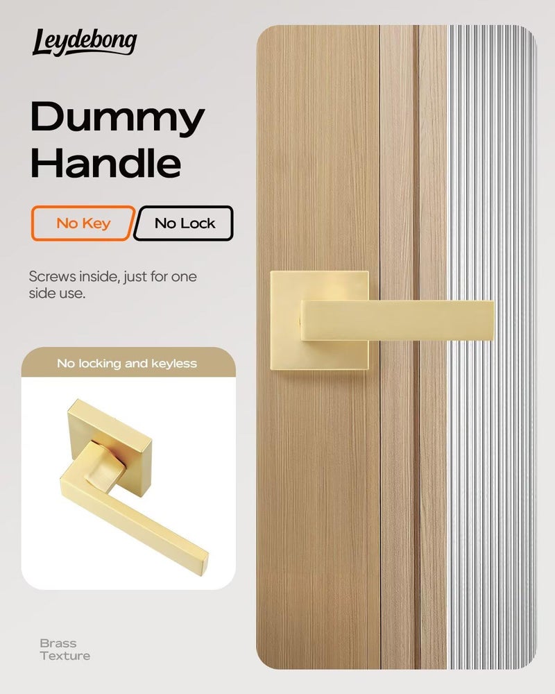 Leydebong 2 Pack Dummy Gold Door Handles Interior, False Door Knobs, Closet Door Knobs Dummy Door Knob, Non-Turning Dummy Door Knob Single Side - Image 5