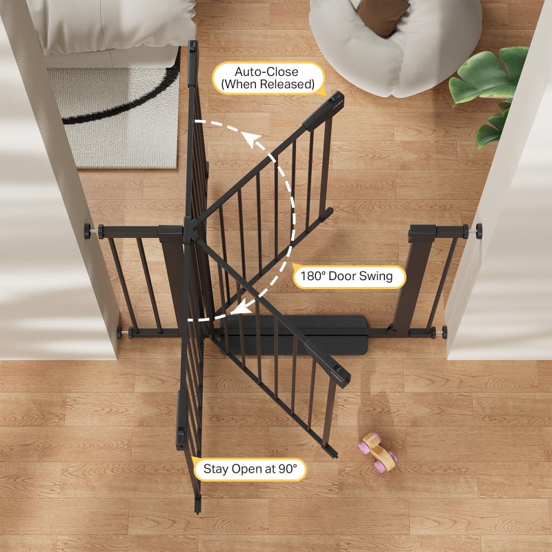 Cumbor 36" Extra Tall Baby Gate for Stairs, 29.7-40.6" Wide Dog Gate for Doorways, Pressure Mounted Auto-Close Pets Gates for Dogs Indoor, Durable Safety Child Gate, Mom's Choice Awards Winner, Black - Image 4