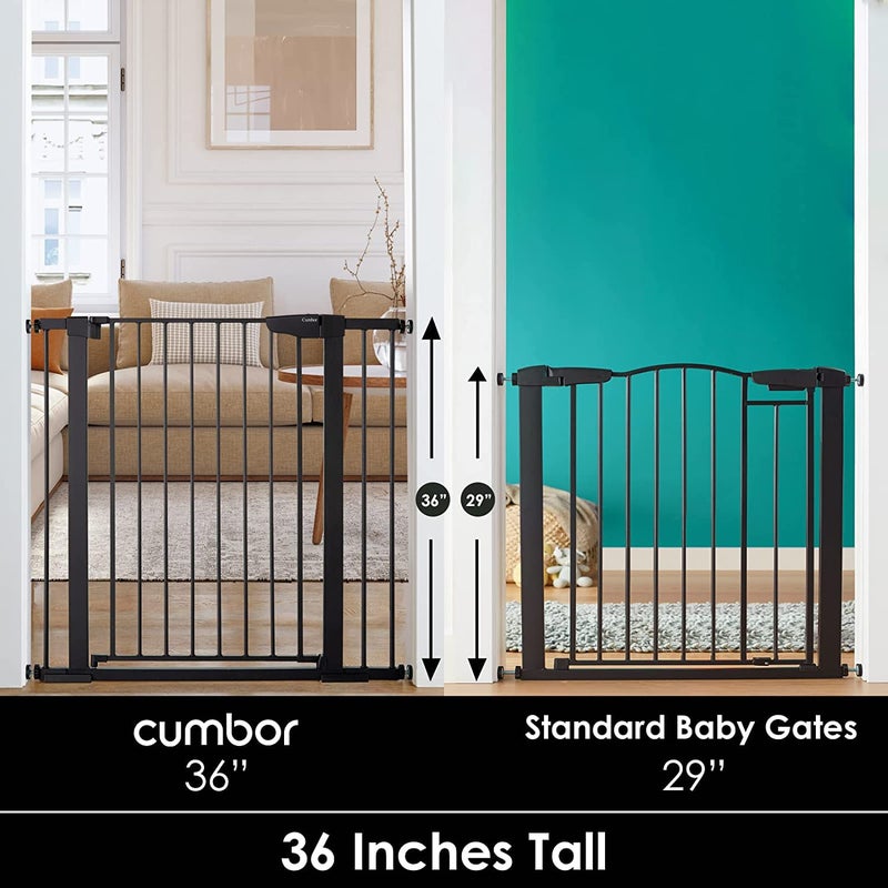 Cumbor 36" Extra Tall Baby Gate for Stairs, 29.7-40.6" Wide Dog Gate for Doorways, Pressure Mounted Auto-Close Pets Gates for Dogs Indoor, Durable Safety Child Gate, Mom's Choice Awards Winner, Black - Image 3