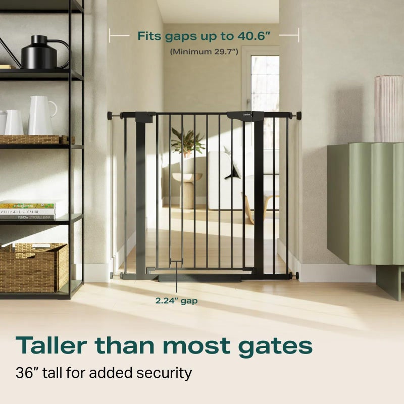 Cumbor 36" Extra Tall Baby Gate for Stairs, 29.7-40.6" Wide Dog Gate for Doorways, Pressure Mounted Auto-Close Pets Gates for Dogs Indoor, Durable Safety Child Gate, Mom's Choice Awards Winner, Black - Image 2