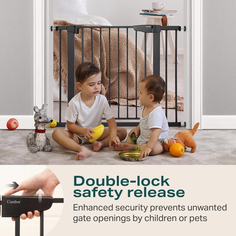 Cumbor 36" Extra Tall Baby Gate for Stairs, 29.7-40.6" Wide Dog Gate for Doorways, Pressure Mounted Auto-Close Pets Gates for Dogs Indoor, Durable Safety Child Gate, Mom's Choice Awards Winner, Black - Image 5
