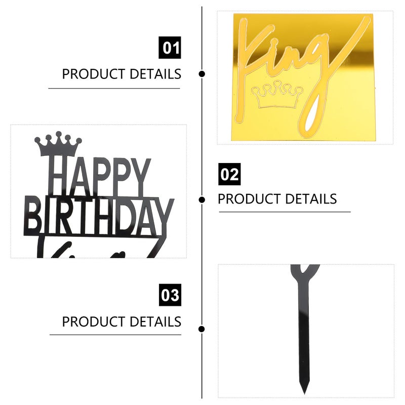 Acrylic Crown Cupcake Topper Set Of 5 For Boys Birthday Party Decorations - Image 5