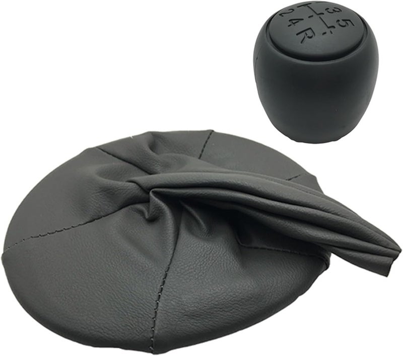 QASULER 5 Speed Gear Shift Knob with Leather Boot Cover - Image 1