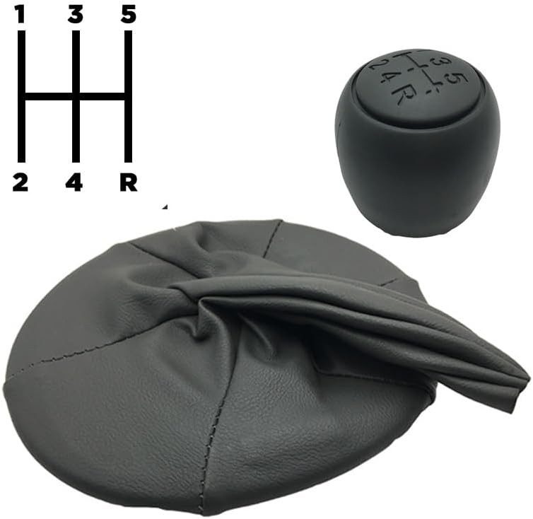 QASULER 5 Speed Gear Shift Knob with Leather Boot Cover - Image 3