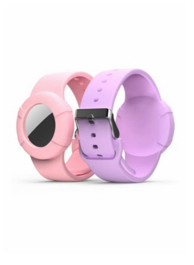 2 Pcs Airtag Wristbands for Kids Soft Silicone Bracelet Lightweight Waterproof Band Compatible with Apple Airtag Watch Band for Children and Toddler - Image 1