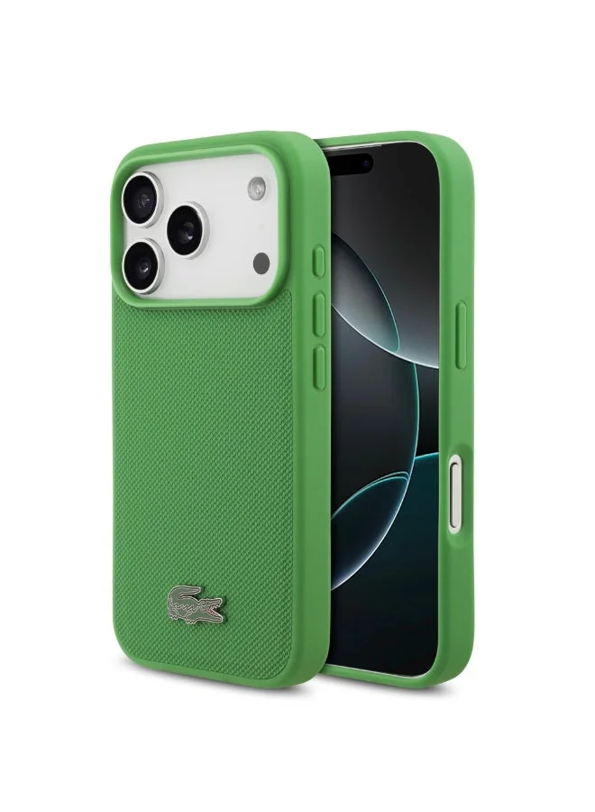 Lacoste iPhone 18 Pro MagSafe Hard Case with Petit Pique Texture and Lacquered Metal Logo