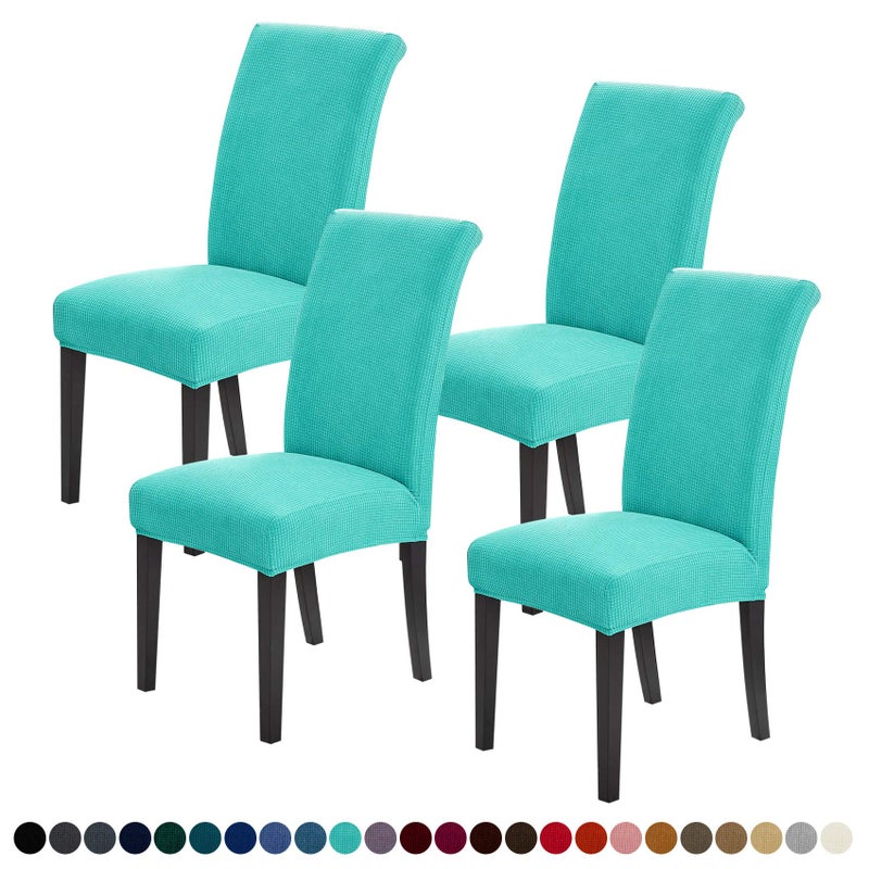 Joccun Chair Covers for Dining Room Set of 4 Dining Chair Slipcovers Stretch Dining Room Chair Covers Seat ProtectorWashable Parsons Chair Cover for HomeBanquetTurquoise4 Pack