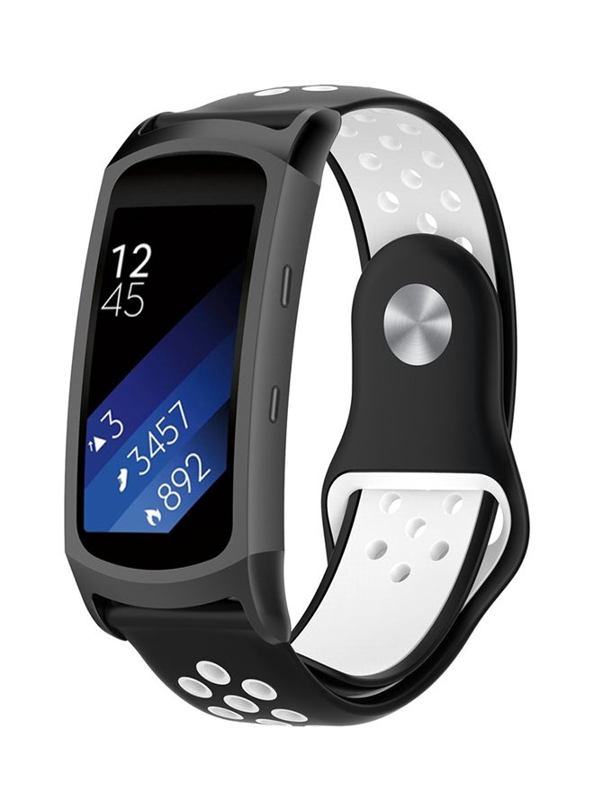 Loquat Replacement Band Strap For Samsung Gear Fit2/Fit2 Pro Black/White - Image 3