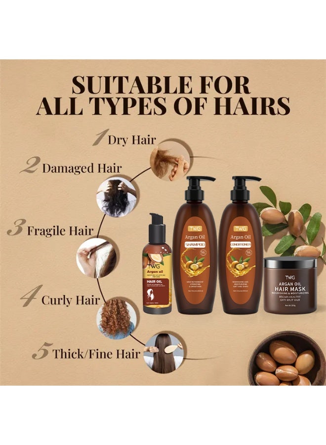 Argan Oil Shampoo And Conditioner Hair Oil Hair Mask Nourishing Moisturizing Set