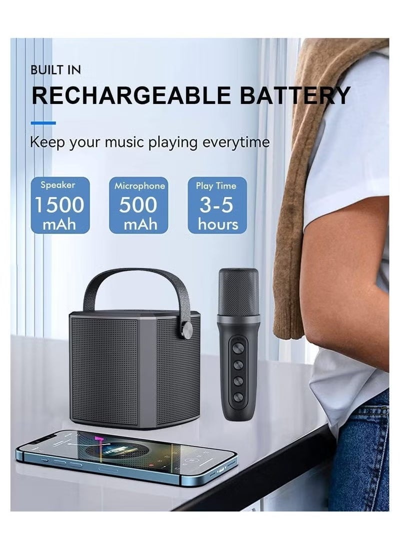 Gravity YS-102 Bluetooth Karaoke Speaker with Wireless Microphone – Portable Family KTV System with Reverb, Vocal Cut, Tone Control, and USB/TF/AUX/Bluetooth Support – Rechargeable Battery for Home, Outdoor, and Kids Parties - Image 4