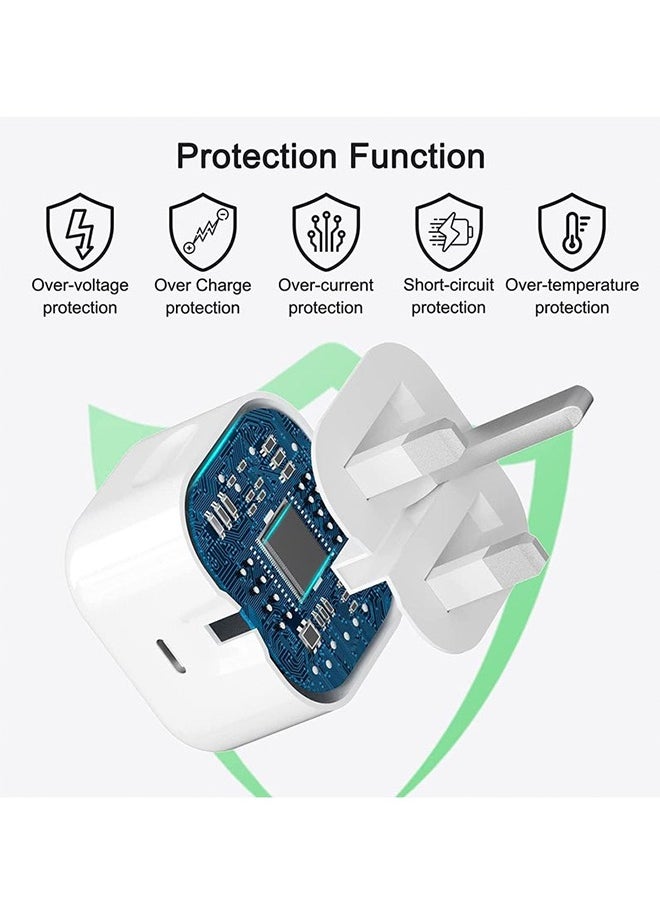 Lemon - iPhone 20W Fast Charger | USB C Wall Fast Charger with USB C to Lightning Cable Compatible with iPhone 14/14 Pro/14 Pro Max/13/12/SE2020/11/XR/XS Max/X/iPad - Image 1