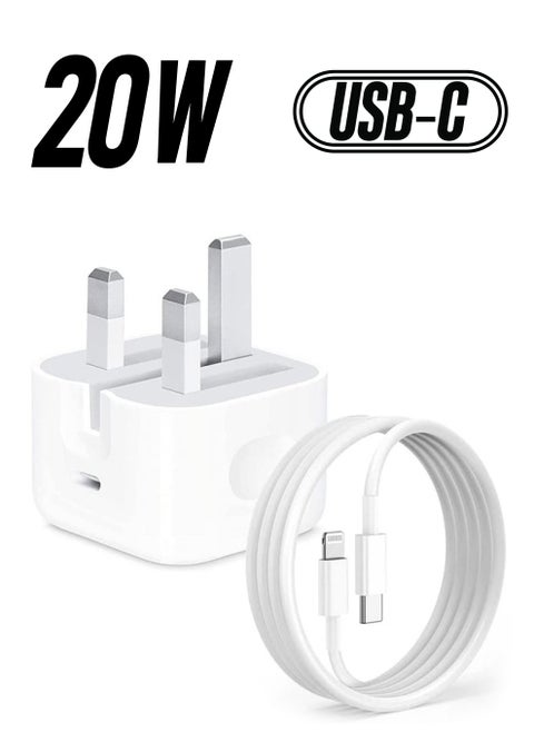 iPhone 20W Fast Charger | USB C Wall Fast Charger with USB C to Lightning Cable Compatible with iPhone 14/14 Pro/14 Pro Max/13/12/SE2020/11/XR/XS Max/X/iPad