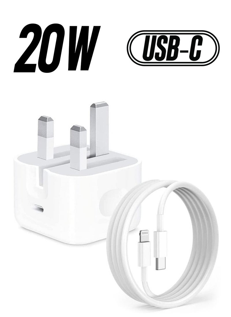 Lemon - iPhone 20W Fast Charger | USB C Wall Fast Charger with USB C to Lightning Cable Compatible with iPhone 14/14 Pro/14 Pro Max/13/12/SE2020/11/XR/XS Max/X/iPad - Image 1