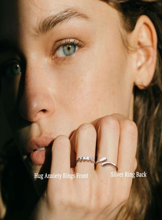 Senteria Anxiety Rings for Women 925 Sterling Silver Rings with Heart Adjustable Silver Stress Spinner Ring Thumb Fidget Ring for Anxiety Women - Image 2