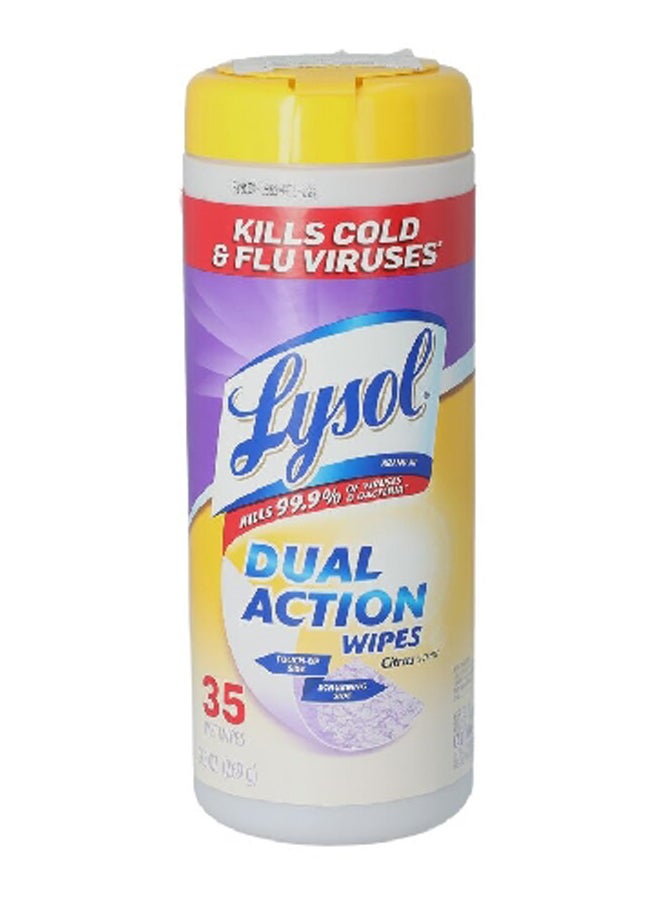 ليزول مجموعة مناديل مطهره ثنائي المفعول مع عبير الحمضيات يستخدم على أسطح متعددة تحتوي على 35 قطعة وبلون أبيض بوزن 269 جرام - Image 1