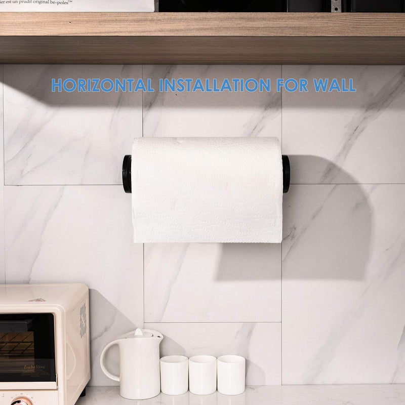 simpletome ONE Hand Tear Paper Towel Holder Under Cabinet Adhesive or Drilling Installation Aluminum Alloy + ABS (Black) - Image 3