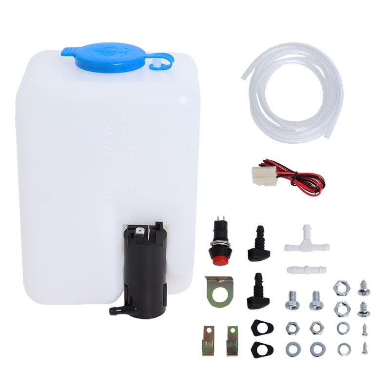 Swess Car Windshield Washer Pump Universal Reservoir Kit 99300 Fluid Reservoir Tank Bottle with Pump