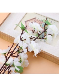 KASTWAVE 10PCS Artificial Cherry Blossom Branches - Silk Spring Peach Plum Blossom Fake Flower Bouquet, 25.6 Inch White for Vase, Home, Wedding, Garden Decor  - Image 4