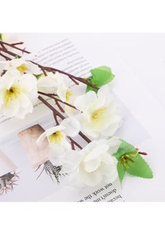 KASTWAVE 10PCS Artificial Cherry Blossom Branches - Silk Spring Peach Plum Blossom Fake Flower Bouquet, 25.6 Inch White for Vase, Home, Wedding, Garden Decor  - Image 3