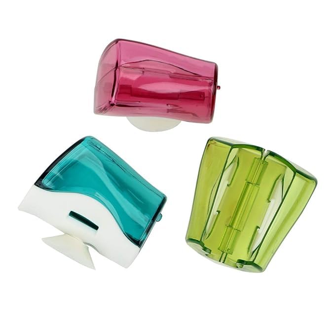 M.F.H Anti Bacterial Hygiene Caps for Toothbrush 4PCS and Toothbrush Holder Case with Suction Cup 2 Pcs Wall Toothbrush with Cover Case, Bathroom Toothbrush (Random Colour) (Pack of 2) - Image 3
