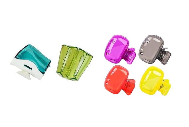 M.F.H Anti Bacterial Hygiene Caps for Toothbrush 4PCS and Toothbrush Holder Case with Suction Cup 2 Pcs Wall Toothbrush with Cover Case, Bathroom Toothbrush (Random Colour) (Pack of 2) - Image 1