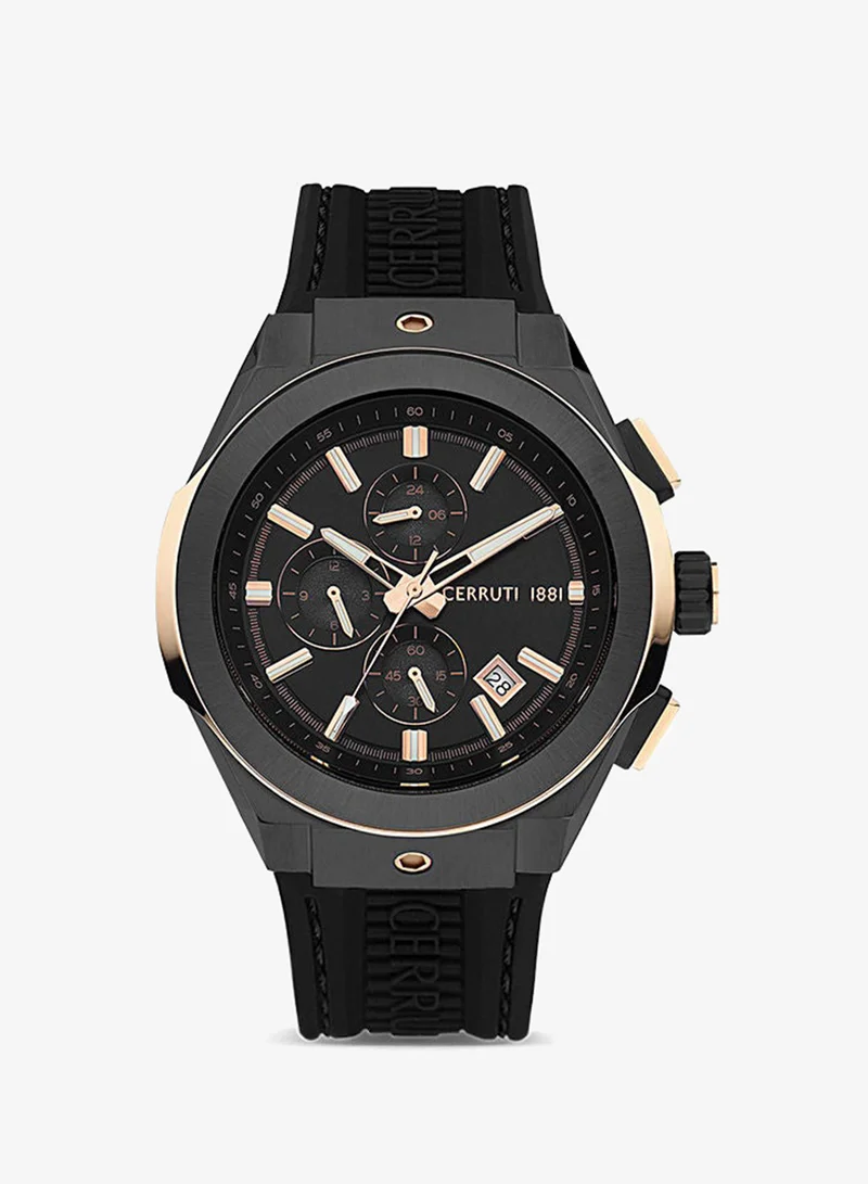شيروتي 1881 Mens Round Shape Silicone Band Analog Wrist Watch CIWGQ2224004 48 mm Black