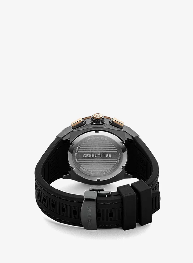 شيروتي 1881 Mens Round Shape Silicone Band Analog Wrist Watch CIWGQ2224004 48 mm Black
