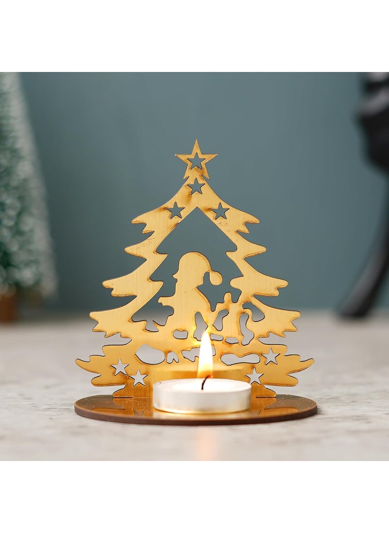 Webelkart Webelkart Premium Merry Christmas Tree Shape Tealight Candle Holder for Home and Dining Decor,Tree Statue Showpieces Merry Christmas Ornaments for Table Decor  - Image 1