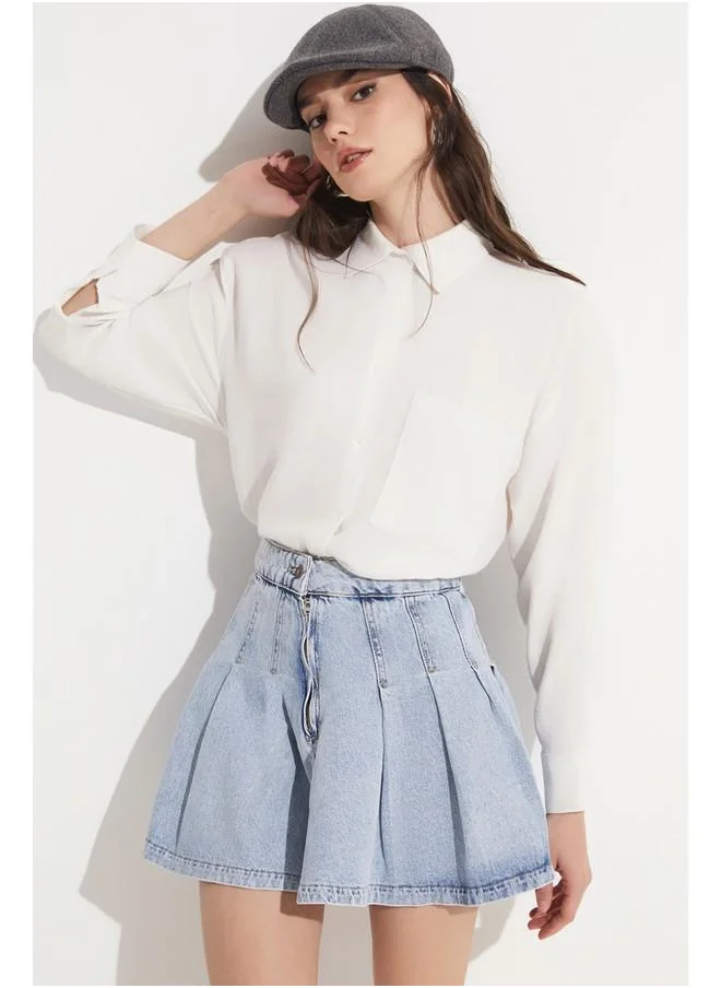 JUNE June Jean Skirt Blue