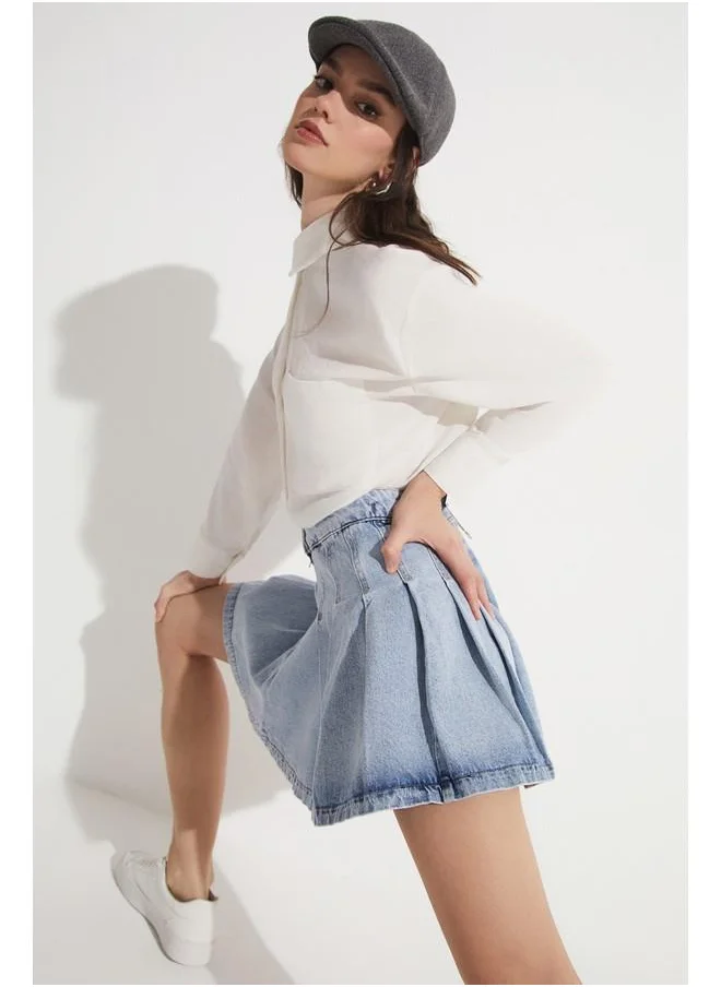 JUNE June Jean Skirt Blue