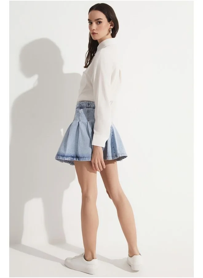 JUNE June Jean Skirt Blue