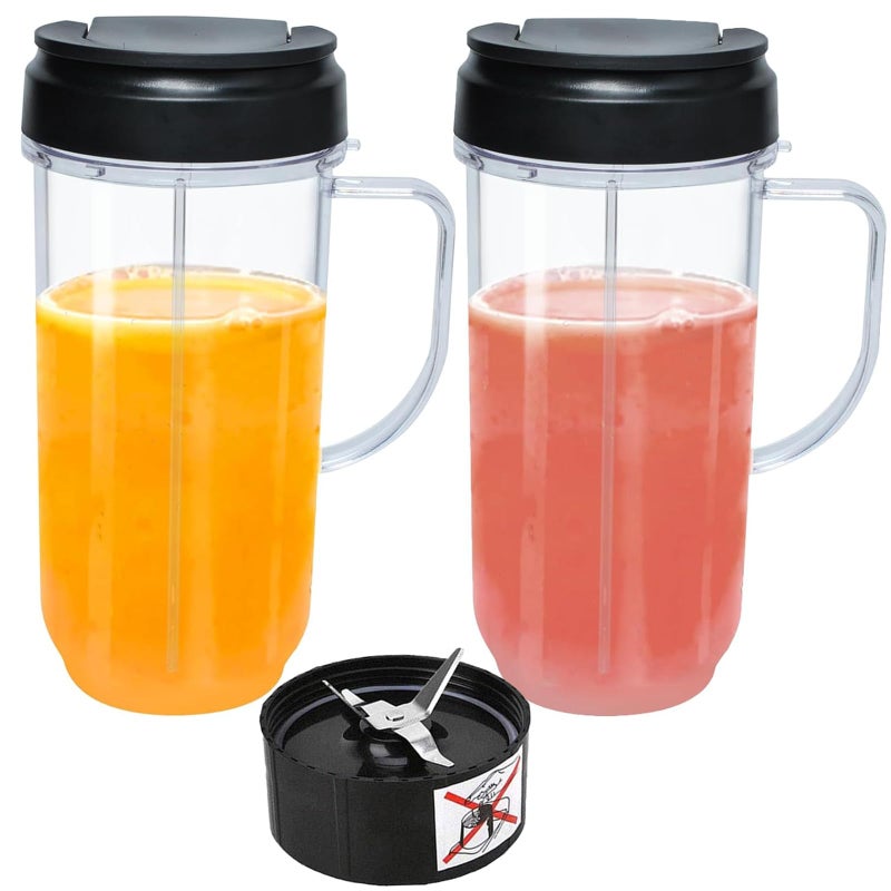 أكواب خلاط ماجيك بوليت سعة 22 أونصة مع شفرة متقاطعة 250 واط قطع غيار بديلة متوافقة مع خلاط ماجيك بوليت عصارة خلاط