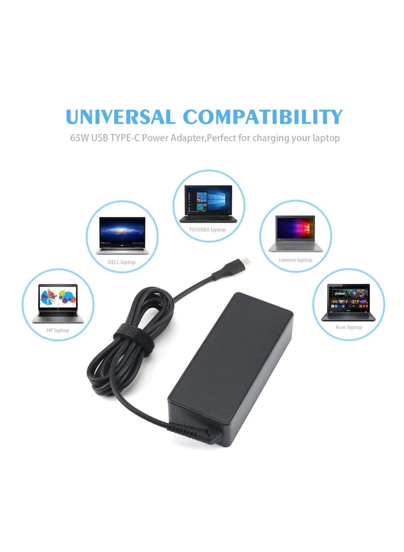 Generic 45W USB-C Type C Laptop Charger for Lenovo Chromebook Thinkpad Yoga HP Chromebook X360 Spectre X360 Dell Xps ASUS ZenBook Chromebook and More USB Type C Charging Notebook  - Image 2