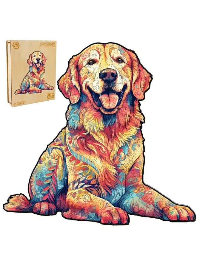 Woodbests ألغاز خشبية WOODBESTS للبالغين، لغز كلب جولدن ريتريفر المخلص (M، 200 قطعة، 12.5"x11.9") صندوق خشبي جميل، ألغاز خشبية بشكل فريد، هدايا عيد ميلاد للبالغين والأطفال، لعبة عائلية - Image 4