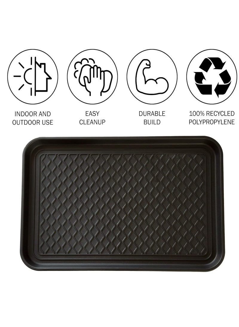 Bukela All-Weather Indoor/Outdoor Boot Tray - Weather-Resistant Hard Plastic Shoe Mat with Raised Edge for Entryways, Decks,(Black) - Image 4