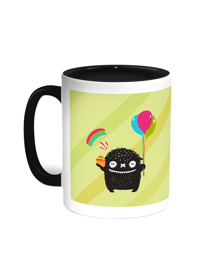 RYN Cartoon Drawing - The Joy Of Eid Printed Coffee Mug Black/White 11ounce