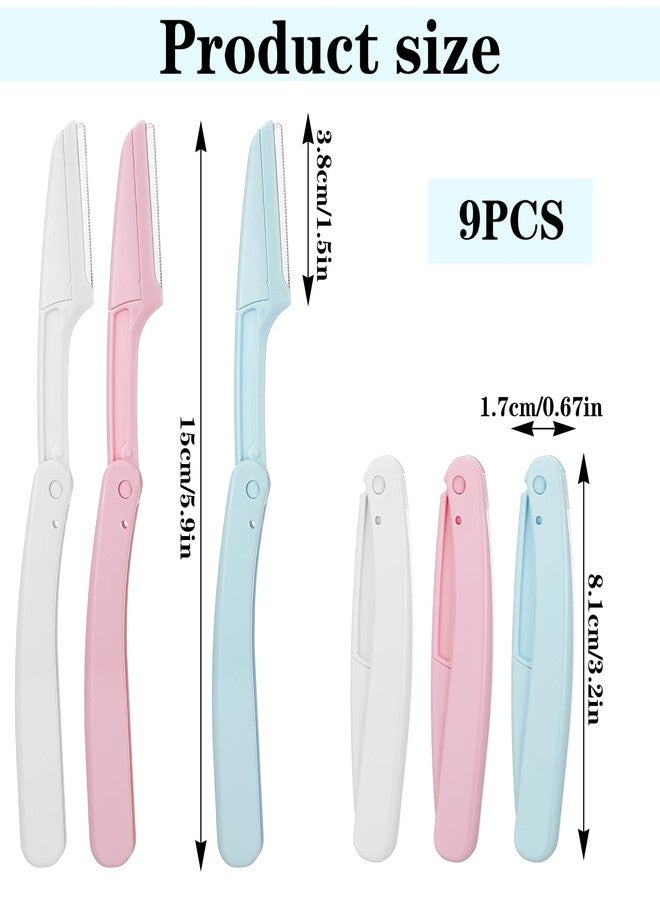 Guduling 9pcs Dermaplane Razors, Brow Razors for Women, Foldable Razor for Eyebrows, Eye Brow, Shaver, Facial Dermaplaning Tool for Women & Men Sensitive Skin 3 Colors - Image 2