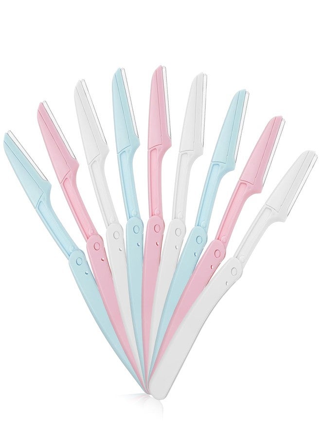 Guduling 9pcs Dermaplane Razors, Brow Razors for Women, Foldable Razor for Eyebrows, Eye Brow, Shaver, Facial Dermaplaning Tool for Women & Men Sensitive Skin 3 Colors - Image 1