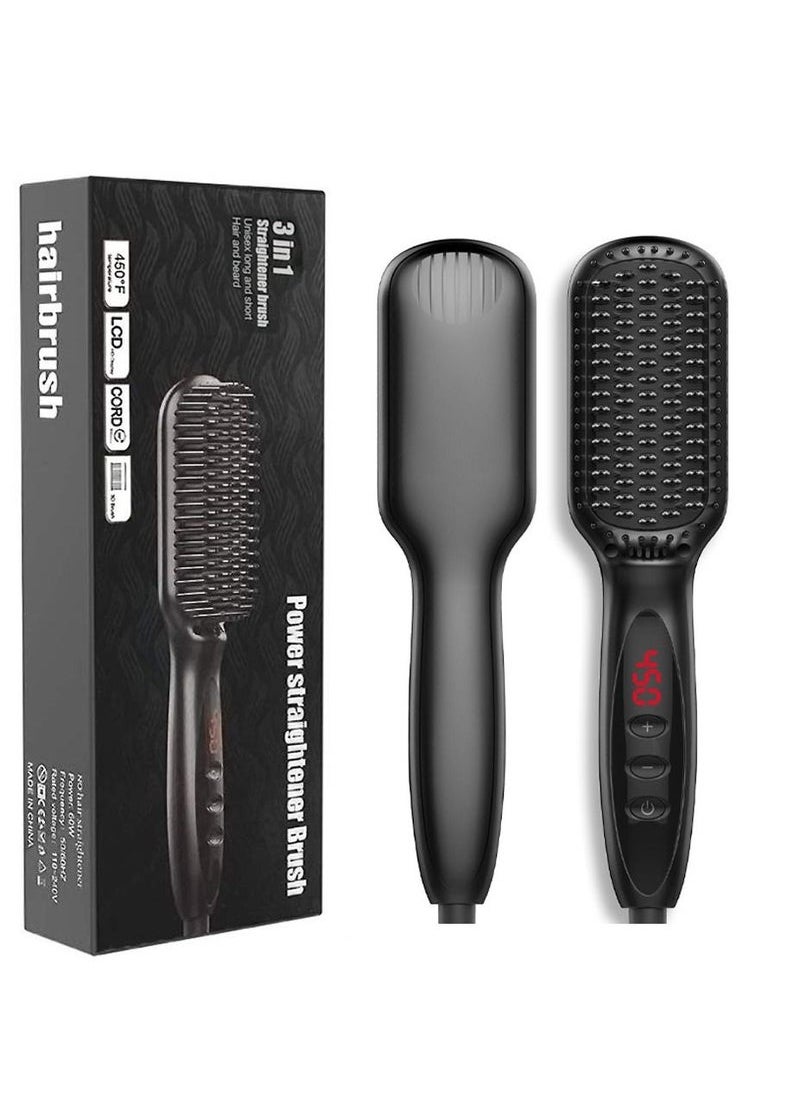 Captaintech 3 In 1  Beard& Long Hair & Short Hair Straightener Brush For Men &Women  - Image 1