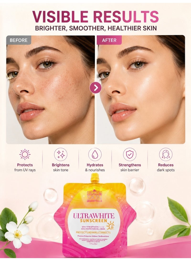 Hikari 3 Packs Hikari Skin Essentials Ultra White Sunscreen 50ml – SPF50 PA++++, Ultra-Lightweight Airy-Fit, Whitening & Moisturizing, Water-Resistant, Fast-Absorbing Gel - Image 2