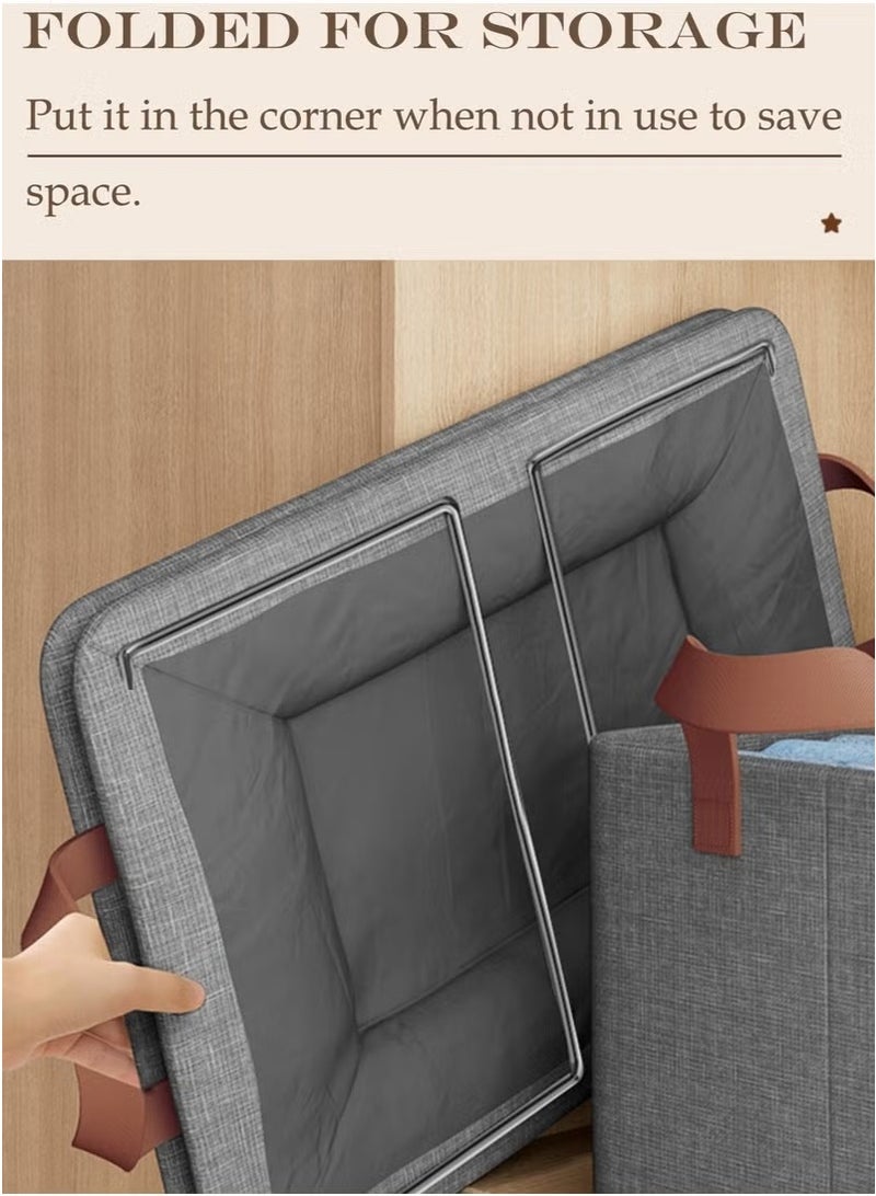 Neox 3PCS Storage Box Foldable Closet Storage Organizer Clothes Storage and Organization Box Closet Storage Box with Carrying Handles Thickened Steel Frame Toy Organizer Box for Clothes Wardrobe Home Bedroom - Image 3