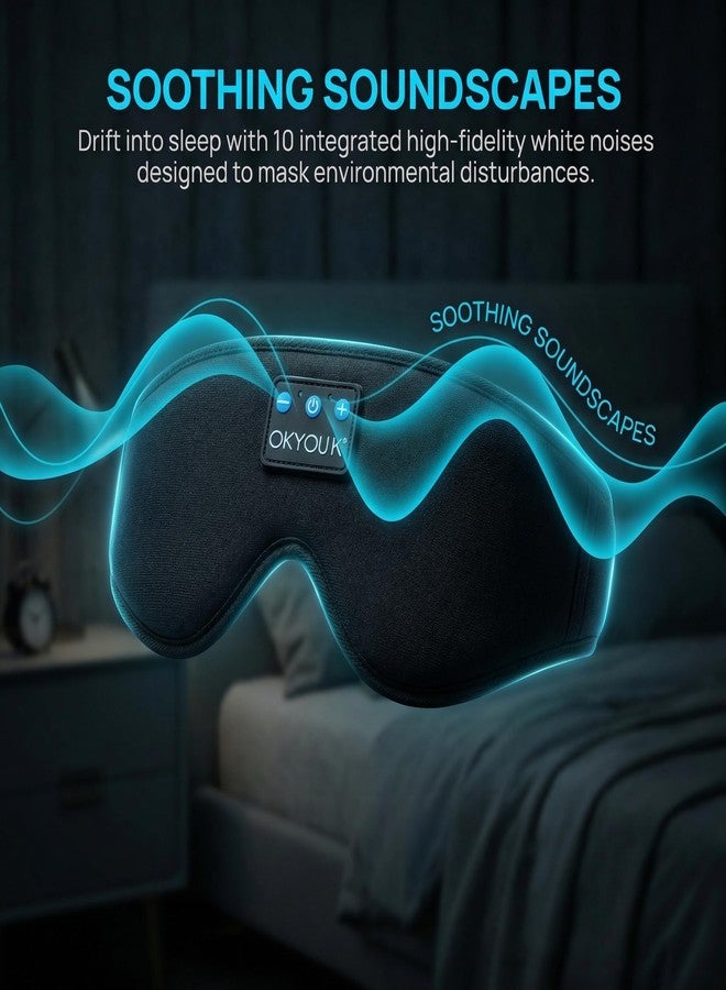 OKYOUK 2026 New Sleep Headphones Pro | Built-in White Noise Sleep Mask,75g Ultra-Light Bluetooth Eye Mask for All Face Shapes, Zero-Pressure Fit, Breathable Bamboo, 100% Blackout for Deep Sleep & Travel - Image 3