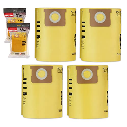 SHOPVAC Shop-Vac 90671 Genuine Type H 5-to-8-Gallon High-Efficiency Disposable Collection Filter Bag 4 Pack, Yellow - Image 1