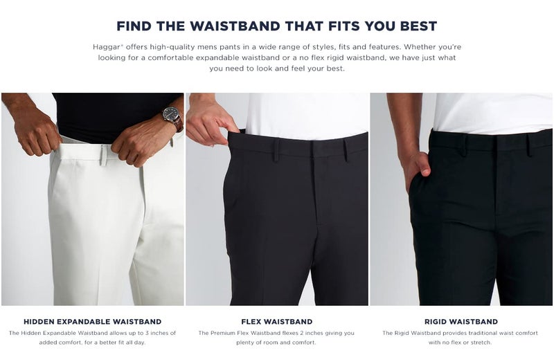 Haggar mens Cool 18 Hidden Expandable Waist Pleat Front Pant- Regular and Big & Tall Sizes dress pants, Black, 34W x 31L US - Image 5