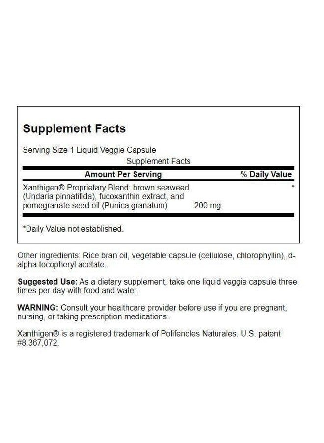 Swanson Xanthigen- Brown Seaweed & Pomegranate Blend- 200 Milligrams, 90 Liquid Veggie Caps - Image 2