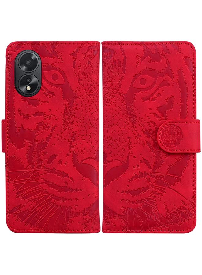 اس-توب جراب لهاتف OPPO A38 4G / A18 جراب هاتف جلدي قلاب بنقشة نمر - Image 1